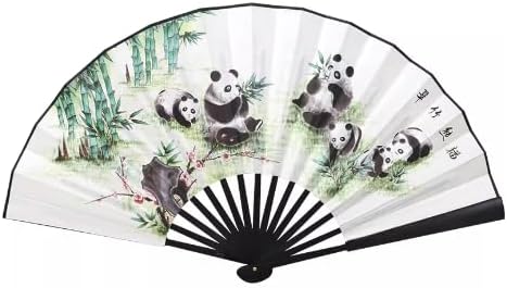 Antique Large Handheld Portable Fans Top Bamboo Chinese Silk Dancing Folding Fan Decoration Costume Hanfu Prop Men Women Accessories (10.6 inches, Sky Blue (qingniaoyouxin))