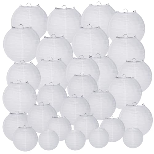 LED Lampions Outdoor 26 30 Stück lampions weiß–runde Papierlaternen, lampions...