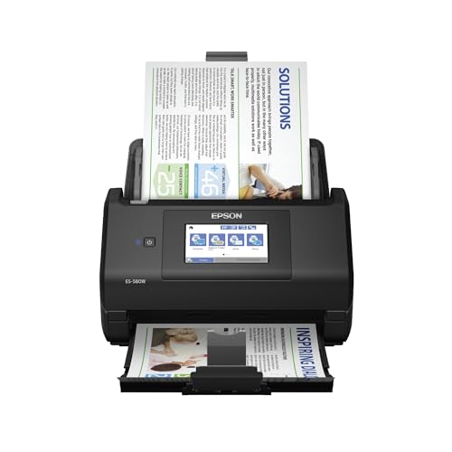 Epson Workforce ES-580W Wireless Color Duplex Desktop Document Scanner for PC and Mac with 100-sheet Auto Document Feeder (ADF) and Intuitive 4.3″ Touchscreen