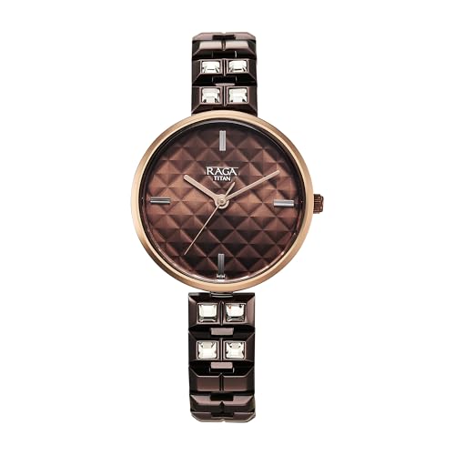 Image of Titan Raga Contempore Quartz Brown Round Dial Men's Watch | Brass Solid Link Strap Material | Watches for Man | Watches for Men Analog - 2775QM01F