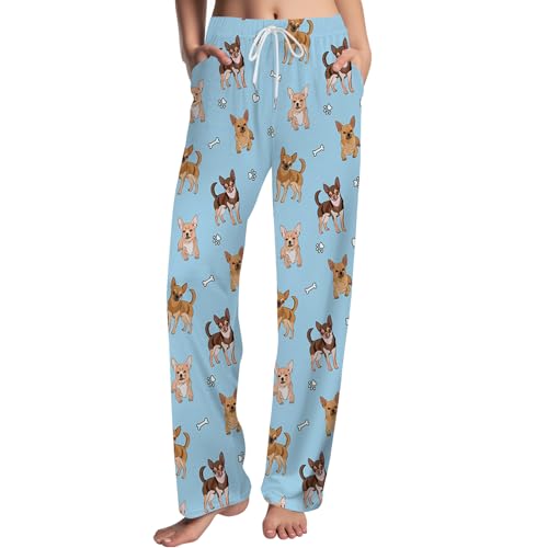GNEW Dog Lover Pajama Pants Funny Chihuahua Print Sleepwear Cute Cozy Lounge Pants for Men Women Comfy Pajama Bottoms Gift for Dog Owners Medium