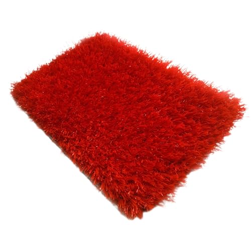 RybdaFDc Gazon synthétique Rouge avec Trous de Drainage, Tapis Moderne en Gazon synthétique, Gazon synthétique réaliste(2x1m(6.56x3.28ft))