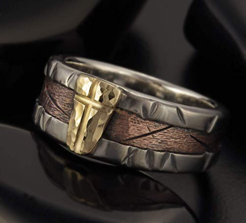 Mens cross ring, 14K Gold Silver & Copper Cross Mens ring, Unique man ring, Man wedding ring, RS-130 Mens cross ring, 14K Gold Silver & Copper Cross Mens ring, Unique man ring, Man wedding ring, RS-130