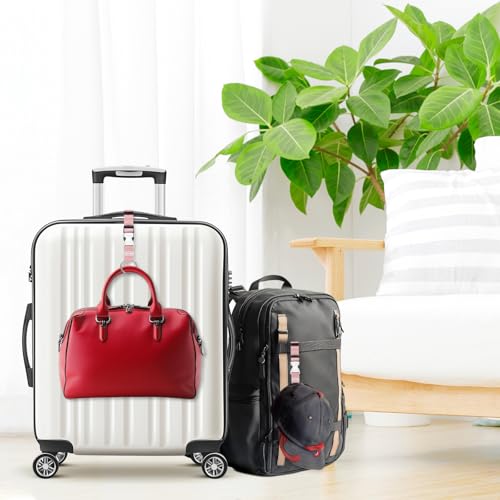 Image of M METERXITY 2-Pack Add A Bag Luggage Strap, Adjustable Suitcase Belt for Connecting Luggage /Backpack /Jacket, Carry Strap with Ring Buckle [Pink]