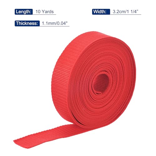 Image of MECCANIXITY Lightweight Polypropylene Webbing Strap 1 1 /4 inch 10 Yard Backpack Strapping Band Orange Red for Outdoor Luggage Cargo Straps