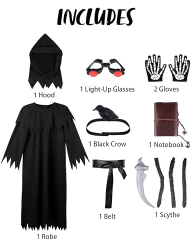 Disfraz Halloween Segador para Niños con Ojos Luminosos miniatura 3