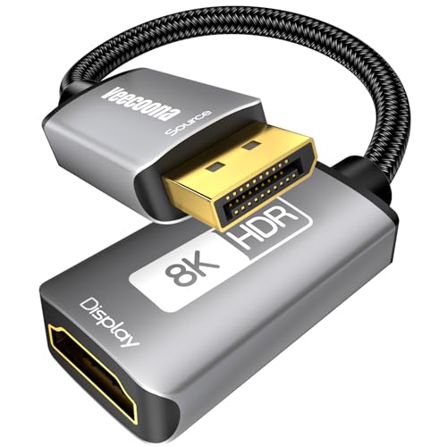 Image of DisplayPort 1.4 to HDMI 2.1 Adapter [8K@60Hz, 4K@120Hz] Unidirectional DP Source to HDMI Display Converter Display Port Adapter for PC RTX /AMD Card - Not Work with PS5