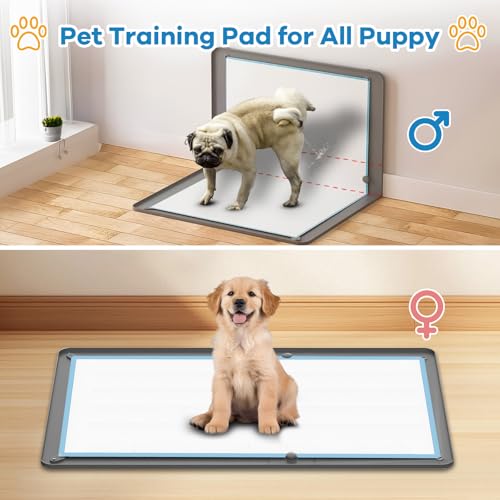 Image of Pee Pad Holder, Puppy Pad Holder Tray, Soft Silicone Non-Slip Dog Potty Tray, 24 inch x 35 inch High Edge Puppy Pad Holder with 4 Sucker for Puppy Potty Training