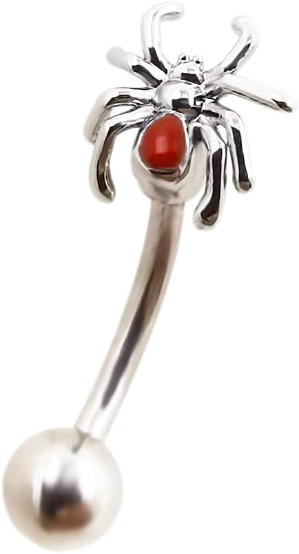 Excepro 16G Clear Cubic Zirconia Spider Shaped Thread Curved Barbell Eyebrow Tragus Ring Piercing Jewelry