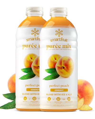 Image of Smartfruit Perfect Peach + Energy - 100% Real Fruit Puree with Peach, Apple & Pineapple - Great for Smoothies, Juice, Yogurt, Cocktails, Teas & More - High in Niacin & Vitamin A, B6, B12 - 48oz