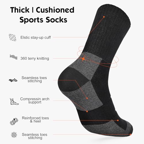Image of 360 Cushioned Thermal Crew Socks Men Women, Thick &Warm Boot Sports Socks Hunting Sking Hiking Home Work Outdoor