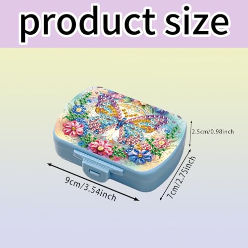 Image of ARTopet Diamond Art Painting Mini Storage Box with 6-Grid Creative Design Compact Portable Small Case for Purse Travel Daily-Colorful Butterfly