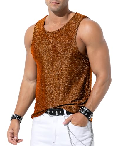 Camiseta sin mangas con purpurina para hombre ideal para noches de club y festivales