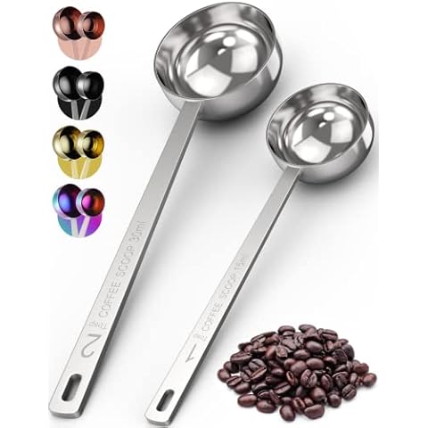 Orblue Premium Coffee Scoop Set - 1 Tbsp (15ml) & 2 Tbsp (30ml) Measuring Tablespoon - Stainless Steel Coffee Measuring Spoon and Scooper with Long Handles - Pack of 2 Cover