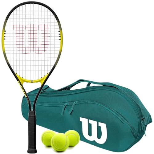 Wilson Energy XL Tennis Racquet Bundled with a Wilson Advantage 2.5 Tennis Bag – Optional Accessories