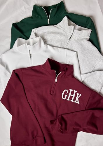 Custom Embroidered Pullover Personalized Monogrammed Quarterzip Sweatshirt Pullover2