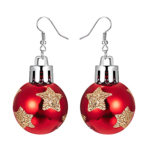 Cute Dame Weihnachten Ohrringe Weihnachtsohrringe Weihnachten kreative Feiertags-Party-Ohrringe Schmuck-Creolen-Frauen Blattohrringe Für (D One Size)