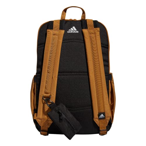 Adidas Mochila listrada Iconic 3, Mesa marrom/preto, One Size, Mochila icônica com 3 listras