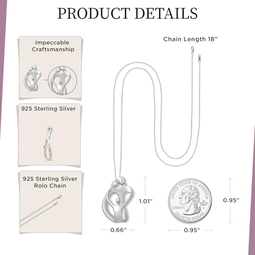 Jewelili Parent One Child Family Heart Pendant Necklace in Sterling Silver or Rose or Yellow Gold over Silver 18 Inches Cable Chain3