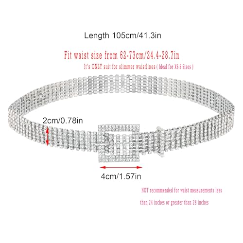 Ayliss Women Rhinestone Belt Bling Crystal Shiny Waist Dress Belt Silver Fashion Glitter Chains Dress Wedding Party Gift2