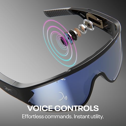 Image of Reebok Voltage Smart Audio Sunglasses, Red Mirror Polarized Lens, Unisex, HiFi Bluetooth Sport Glasses with UV Protection - Powered by Lucyd