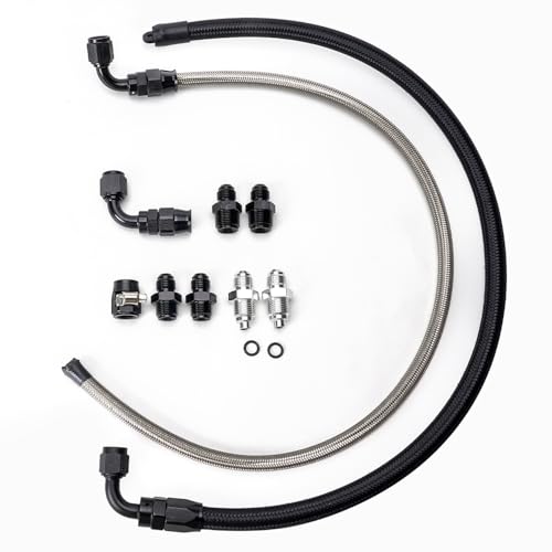 muge racing 6AN Power Steering Pump Hose Kit 25Inch Compatible with Chevy C10 LS Engine High/Low Pressure with Leak-Proof Design Connects to GM Type II Power Steering Pump