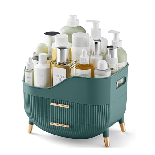 SIOOUI Organiseur de maquillage avec tiroirs, grande capacité pour coiffeuse, vitrines cosmétiques avec poignée pour chambre à coucher, salle de bain et comptoir (vert) SIOOUI Organiseur de maquillage avec tiroirs, grande capacité pour coiffeuse, vitrines cosmétiques avec poignée pour chambre à coucher, salle de bain et comptoir (vert)