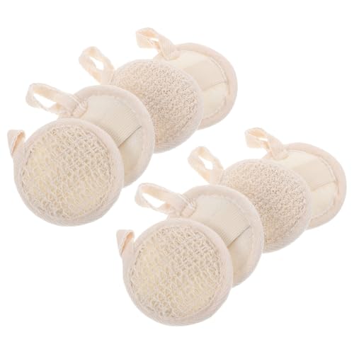 HONITANO Esponjas Exfoliantes de Lufa Natural 8 Piezas, Toallitas Exfoliantes Corporales Colgantes, Set 2 Unidades Algodón y Lufa para Ducha, Limpieza Profunda Piel, Accesorio Baño