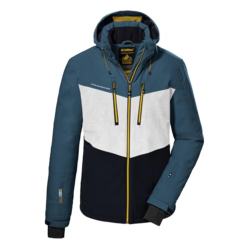 killtec Giacca da sci da uomo con cappuccio rimovibile e paraneve KSW 45 MN SKI JCKT, blu acciaio, XXL, 38699-000