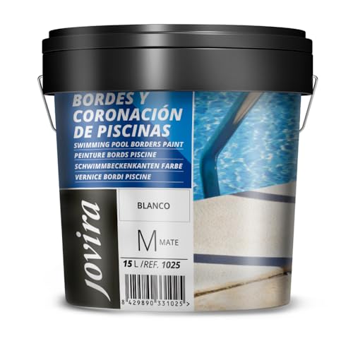 JOVIRA PINTURAS Pintura Bordes y Coronación de Piscinas. Antideslizante especial para renovar los bordes de las piscinas. (15 Litros, Blanco) A-34C