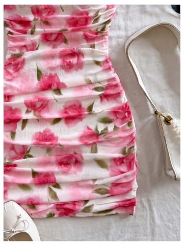 Verdusa Women's Floral Dress Ruched Bodycon Night Out Mini Dresses Going Out Outfits4