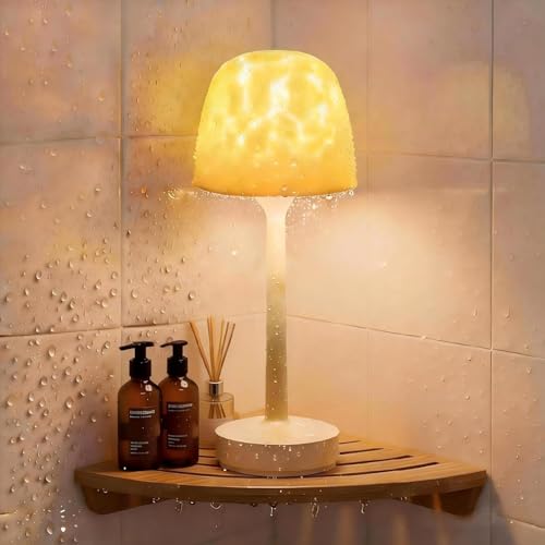 Lampe de douche étanche SPA, projecteur de vagues océaniques avec 16 couleurs Aurora, projecteur de lumière pour salle de bain avec écran tactile et télécommande,...