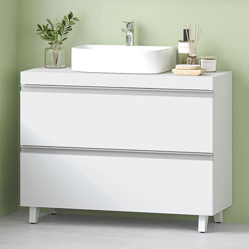 Hzuaneri Meuble sous Lavabo, Rangement Salle de Bain, Meuble sous Vasque, avec 2 Tiroirs, Grande...