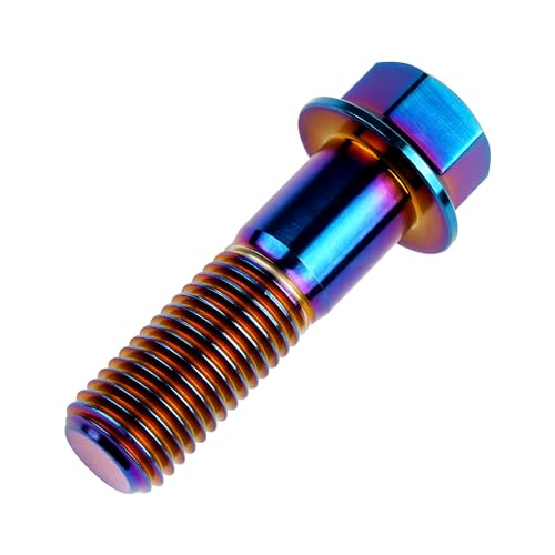 Image of Titanium Bolt Hex Small Flange Head M12x40mm Pitch 1.5, Burnt Blue | 30 35 40 45 50 55 60 65 70 75 80 85 90mm 1.25 /1.5mm Pitch Screws for Motorcycle Car Modification Pack of 4