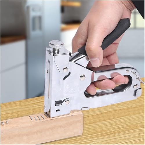 5Qebhram 3 in 1 Shooting Nailer Gun Tacker Gun Stapler with 600 Staples Pins for Fixing Material | Decoration | Carpentry | Furniture | Doors | Windows