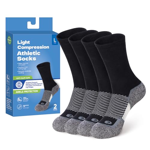 Athletic Socks for Women and Men (2 Pairs) Sport Running Crew Socks - Moisture Wicking Sock for Hiking, Cycling, Gym
