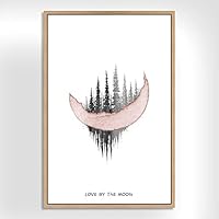 Framed Canvas Wall Art Abstract Moon Canvas Prints Home Artwork Decoration for Living Room,Bedroom - 16x24 inches