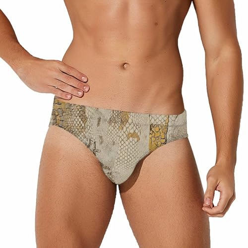 Golden Snake Skin Textures Men's Swimsuit Bikini Briefs Swim Underwear Stretchy Swimwear