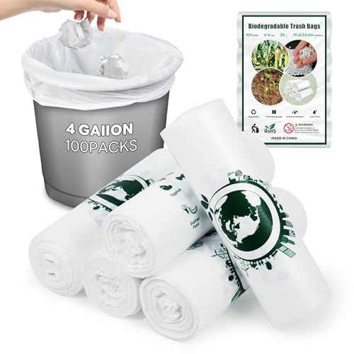 Biomüllbeutel 20L 100 Stück kompostierbare Müllbeutel für Bioabfall Bio Mülltüten 50 × 60 cm reißfest für Küche Bad Büro