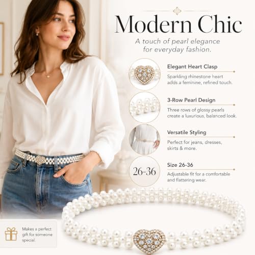 Image of REDHORNS Rhinestone Elastic Waist Belt for Women Dresses Beaded Design Stretchy Slim Waistband, Belly Chain Kamarband for Ladies Saree - Free Size