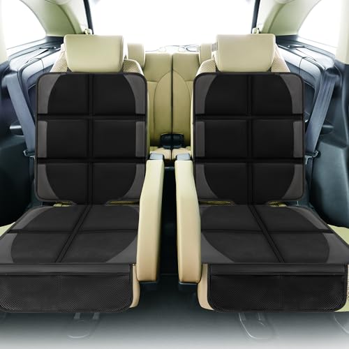 Image of Car Seat Protector for Child Car Seat, 2 Pack Baby Car Seat Covers with Mesh Pockets & Non-Slip Backing 600D Durable Seat Protector Under Baby Car Seats