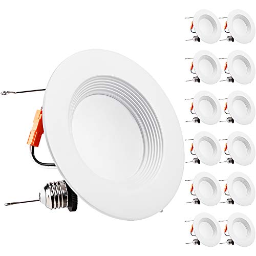 TORCHSTAR 12-Pack 5/6 Inch LED Recessed Downlight, Baffle Trim, Dimmable, 15W (120W Eqv.), CRI 90, UL Listed, 1100lm, 5000K Daylight, Simple Retrofit Installation