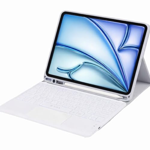 Image of RTSY Keyboard case for iPad Air 11 (M4 /M3 /M2) & iPad Air 5th /4th with Multi Touch Trackpad & 7-Colors Backlit, Magnetic Detachable Wireless Bluetooth (Grey White)
