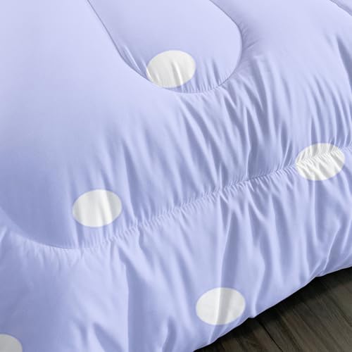 Image of AILONEN Violet Gingham Comforter Queen 3-Piece Kawaii Bowknot Bedding Luxury Lace Heart Patterned Quilt Dreamy Master Bedroom Decor Light Purple Breathable Blanket 2 Cases