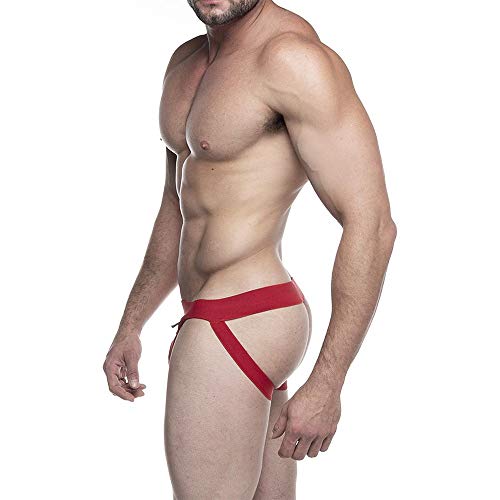 Cueca JockStrap Com Abertura Frontal Preto (Vermelho)