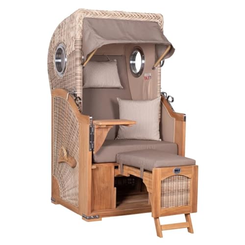 MR. DEKO® Strandkorb Düne Single Teak 1-Sitzer...