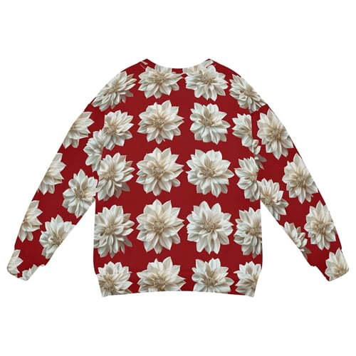 JUNZAN Aesthetic Dahlia Red Big Boys Pullover Hoodie Crewneck Tops Clothing Shirts Athletic 4T2