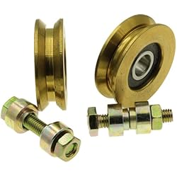 V50-8 - Juego de 2 ruedas para puerta corredera con ranura en V (50 mm de diámetro, eje de 8 mm)