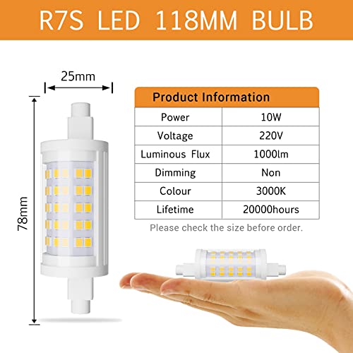 R7s LED Bulb 78mm, Non-dimmable Linear Bulbs, 10W 1000lm, Equivalent to 100W Halogen Lamp, for Floodlights Security - Image 2