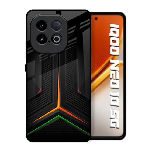 Image of Printed Tempered Glass Back Case Cover Compatible with iQOO Neo 10 5G - Modern Ultra Chevron Real Real Glass case